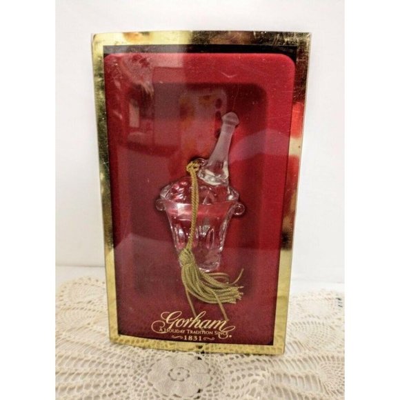 GORHAM Crystal Champagne Bottle  Bucket Ornament - Picture 1 of 2